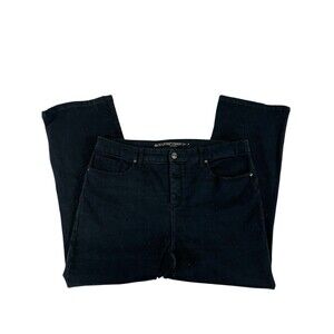 Chico's Jeans Womens 2 Short Black So Lifting‎ Straight Leg Pants Denim 34 waist